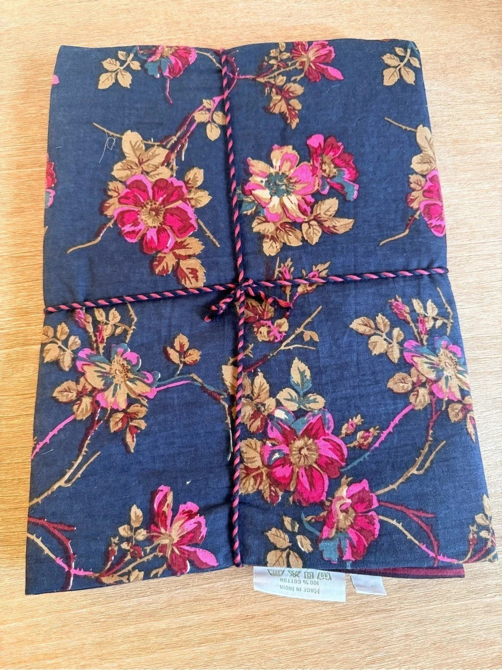 April Cornell Wild Rose Tablecloth Floral Cotton Tablecloth Blue & Pink NWT